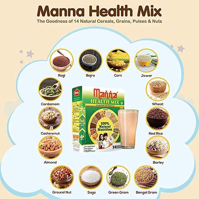 Manna Multigrains Health & Nutrition Drink - 500g No Added Sugars & Preservatives